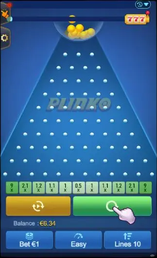 Opzioni di scommessa su Plinko.